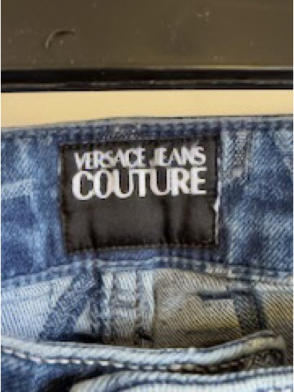 Versace Jeans Couture All Over Logo Print Jeans Blue Straight Leg W33 - Picture 3 of 7